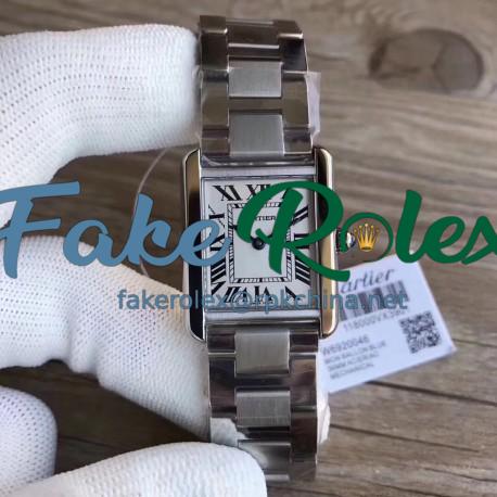 Replica Cartier Tank Solo Ladies 31MM W5200013 GP Stainless Steel Silver Dial Swiss Ronda Quartz