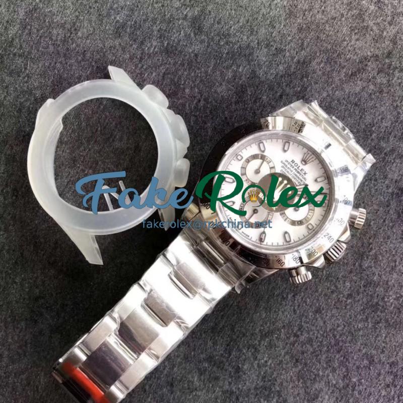 Replica Rolex Daytona Cosmograph 116520 N Stainless Steel 904L White Dial Swiss 4130 Run 6@SEC