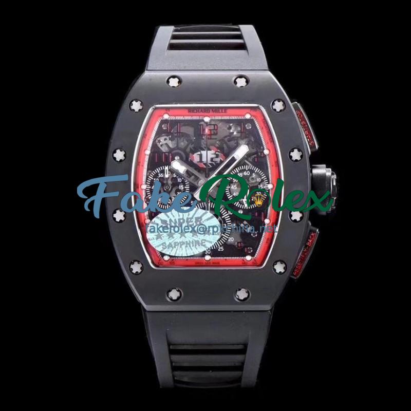 Replica Richard Mille RM011 Felipe Massa Chronograph Limited Edition KV Ceramic Red  Skeleton Dial Swiss 7750