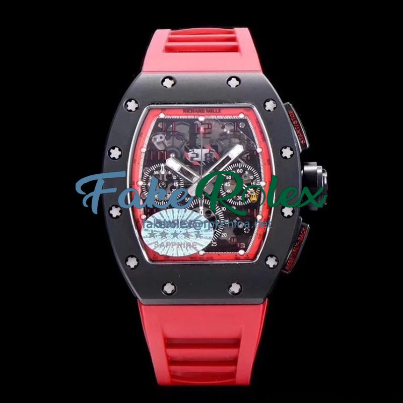 Replica Richard Mille RM011 Felipe Massa Chronograph Limited Edition KV Ceramic Red  Skeleton Dial Swiss 7750