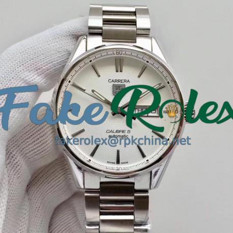 Replica Tag Heuer Carrera Calibre 5 Day-Date 41MM WAR201B.BA0723 N Stainless Steel White Dial Swiss 2836-2