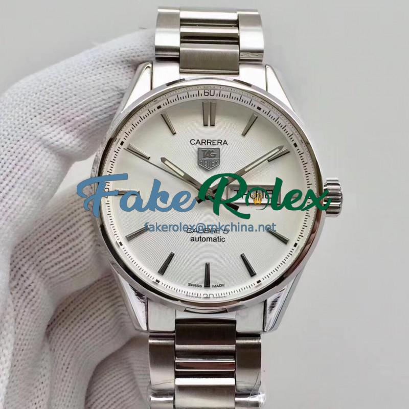 Replica Tag Heuer Carrera Calibre 5 Day-Date 41MM WAR201B.BA0723 N Stainless Steel White Dial Swiss 2836-2