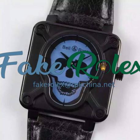 Replica Bell & Ross BR 01 Skull PVD Blue Dial M9015