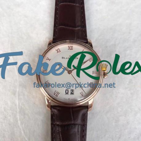 Replica Blancpain Villeret Grande Date 6669-3642-55B HG V2 Rose Gold White Dial Swiss 6950