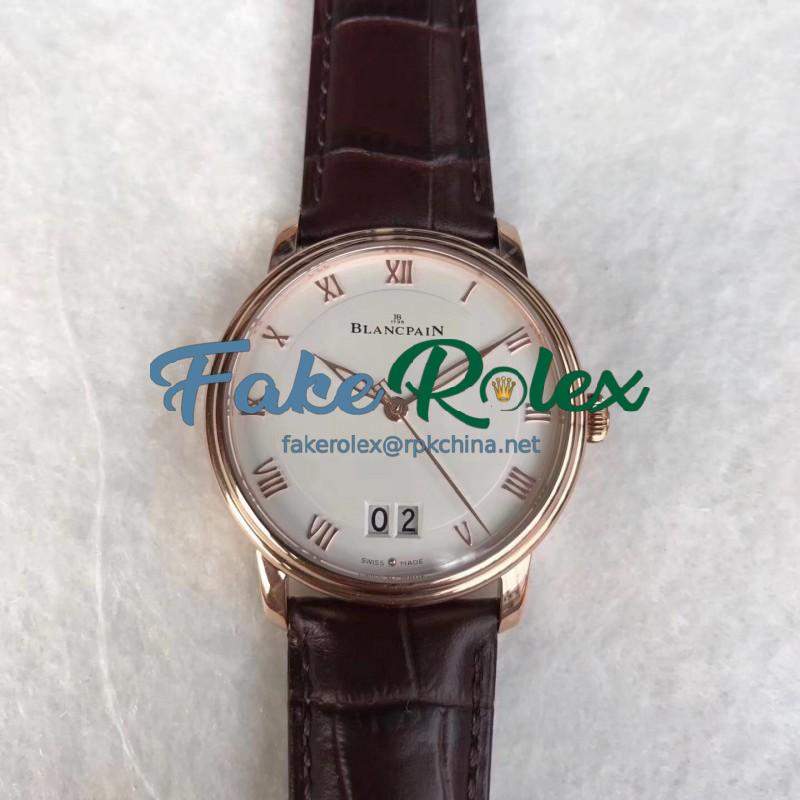 Replica Blancpain Villeret Grande Date 6669-3642-55B HG V2 Rose Gold White Dial Swiss 6950