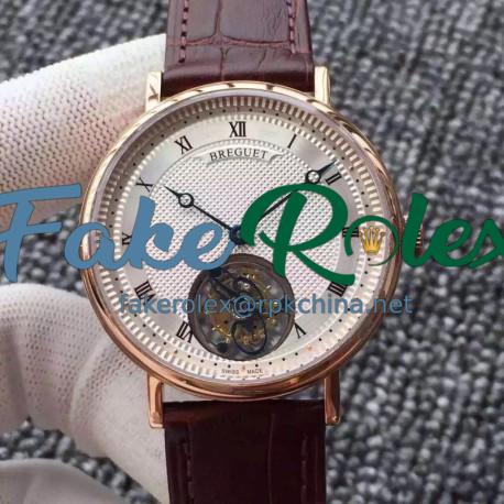 Replica Breguet Classique Tourbillon AX Rose Gold Silver Dial Swiss Tourbillon