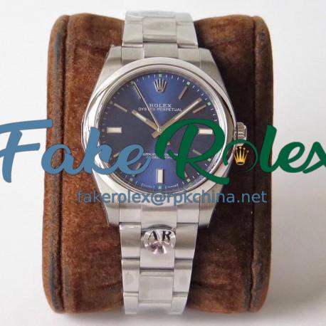 Replica Rolex Oyster Perpetual 39 114300 AR Stainless Steel 904L Blue Dial Swiss 3132