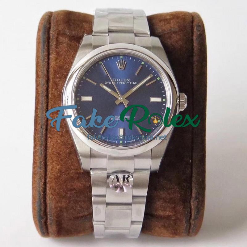 Replica Rolex Oyster Perpetual 39 114300 AR Stainless Steel 904L Blue Dial Swiss 3132