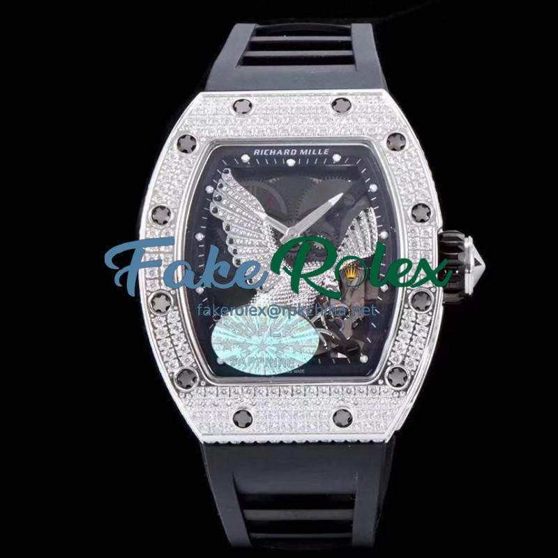 Replica Richard Mille RM023 KV Stainless Steel & Diamonds Diamond Eagle Skeleton Dial M8215