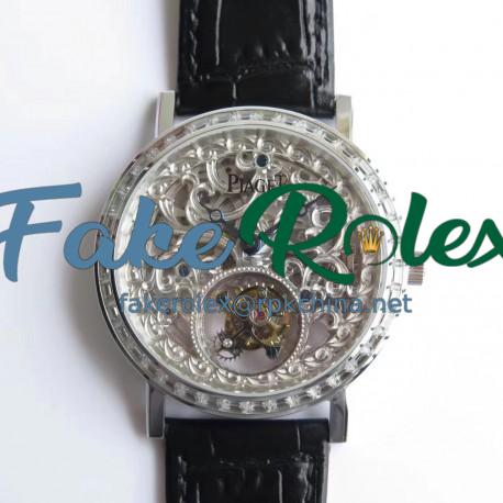 Replica Piaget Altiplano Skeleton Tourbillon BBR Stainless Steel & Diamonds Silver Skeleton Dial Swiss Tourbillon