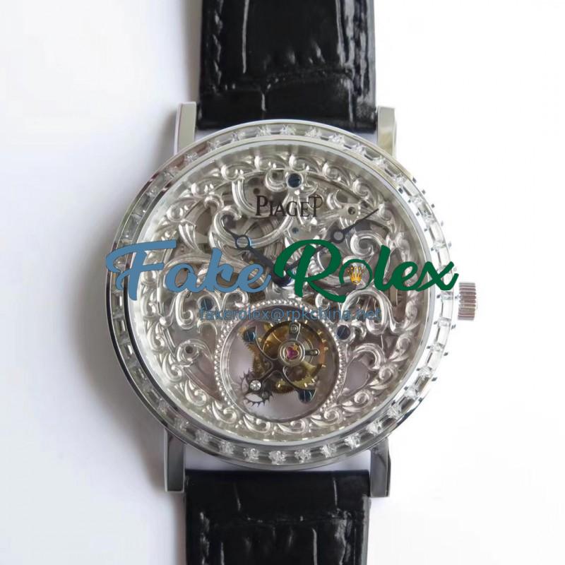 Replica Piaget Altiplano Skeleton Tourbillon BBR Stainless Steel & Diamonds Silver Skeleton Dial Swiss Tourbillon