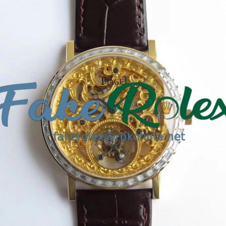 Replica Piaget Altiplano Skeleton Tourbillon BBR Yellow Gold & Diamonds Yellow Gold Skeleton Dial Swiss Tourbillon