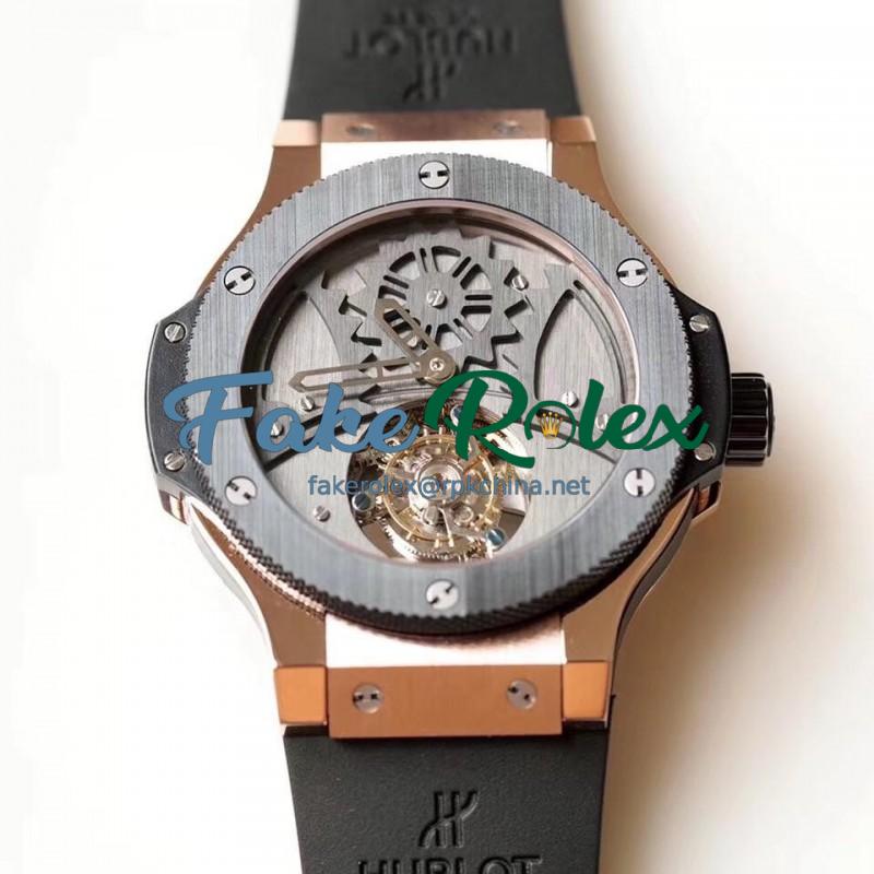 Replica Hublot Big Bang Tourbillon N Rose Gold Stainless Steel Dial Swiss Tourbillon