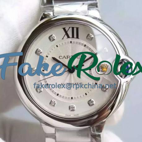 Replica Cartier Ballon Bleu Stainless Steel White Dial Stainless Steel Bracelet M9015