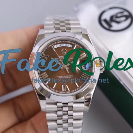 Replica Rolex Day-Date II 218206 41MM KS Stainless Steel Chocolate Dial Swiss 2836-2