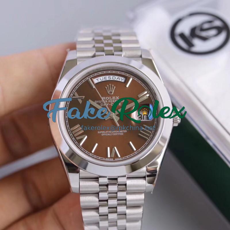 Replica Rolex Day-Date II 218206 41MM KS Stainless Steel Chocolate Dial Swiss 2836-2