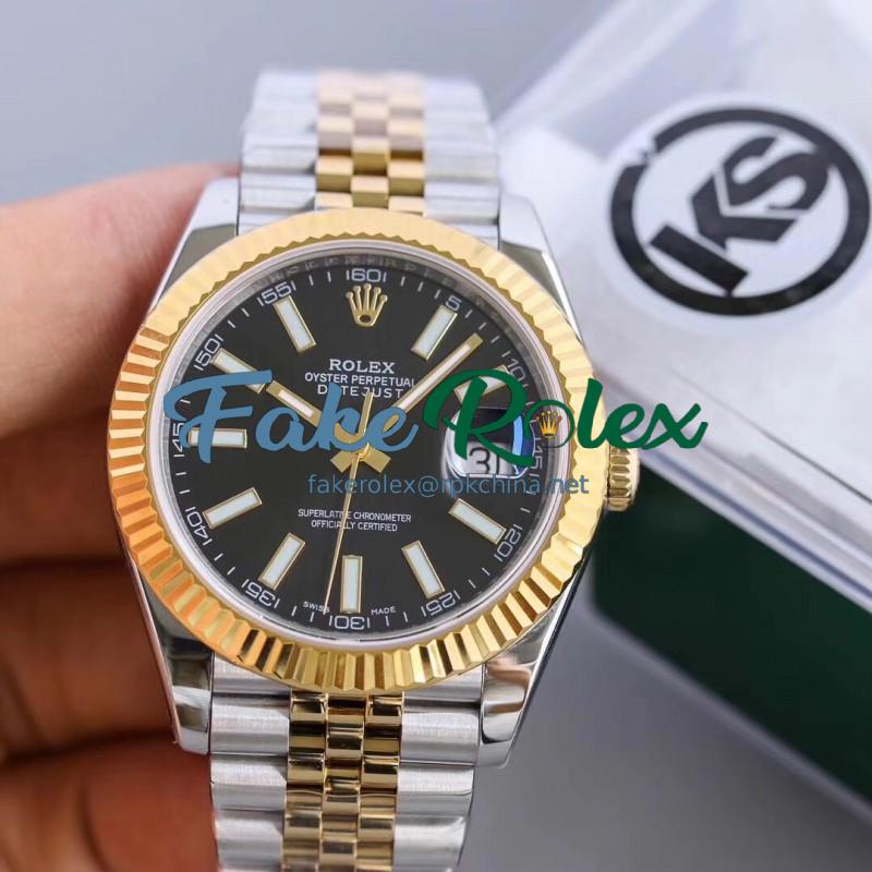 Replica Rolex Datejust II 116333 41MM KS Stainless Steel & Yellow Gold Black Dial Swiss 2836-2