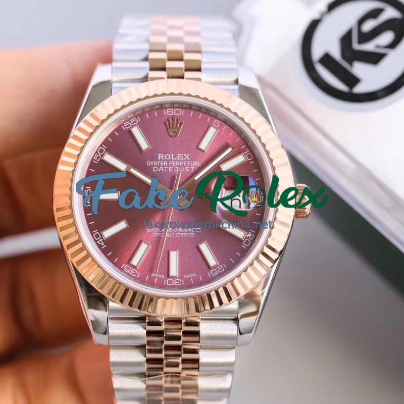 Replica Rolex Datejust II 116333 41MM KS Stainless Steel & Rose Gold Purple Dial Swiss 2836-2