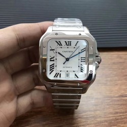 Replica Cartier Santos De Cartier Large 2018 WSSA0009 KOR Stainless Steel White Dial M9015