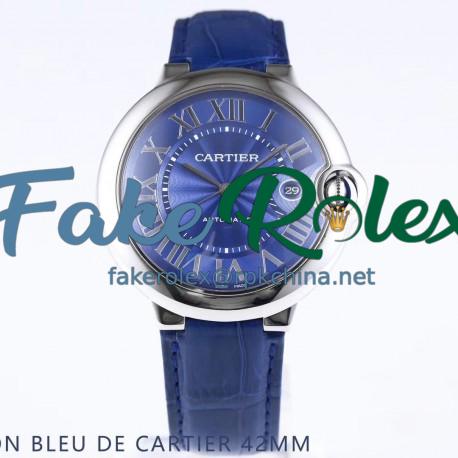 Replica Ballon Bleu De Cartier 42MM WSBB0025 AF Stainless Steel Blue Dial Swiss 2892