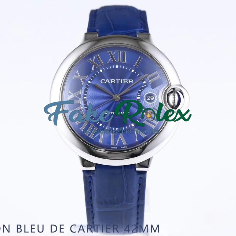 Replica Ballon Bleu De Cartier 42MM WSBB0025 AF Stainless Steel Blue Dial Swiss 2892