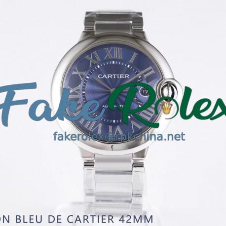 Replica Ballon Bleu De Cartier 42MM WSBB0025 AF Stainless Steel Blue Dial Swiss 2892