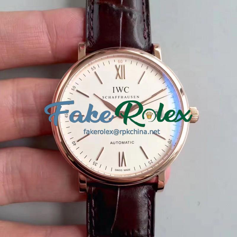 Replica IWC Portofino Automatic IW356504 MK Rose Gold White Dial Swiss 2892