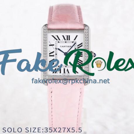 Replica Cartier Tank Solo Ladies 35MM AF Stainless Steel White Dial Swiss Ronda Quartz