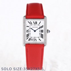 Replica Cartier Tank Solo Ladies 35MM AF Stainless Steel White Dial Swiss Ronda Quartz