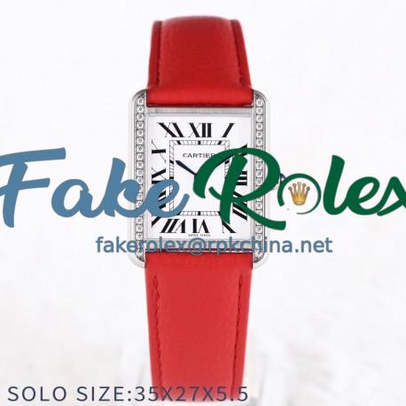 Replica Cartier Tank Solo Ladies 35MM AF Stainless Steel White Dial Swiss Ronda Quartz