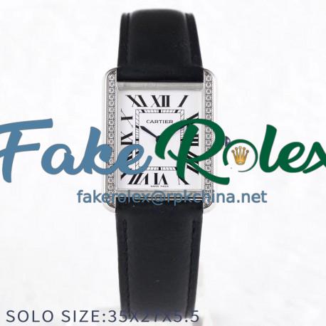 Replica Cartier Tank Solo Ladies 35MM AF Stainless Steel White Dial Swiss Ronda Quartz