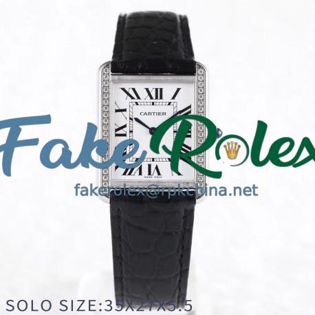 Replica Cartier Tank Solo Ladies 35MM AF Stainless Steel White Dial Swiss Ronda Quartz