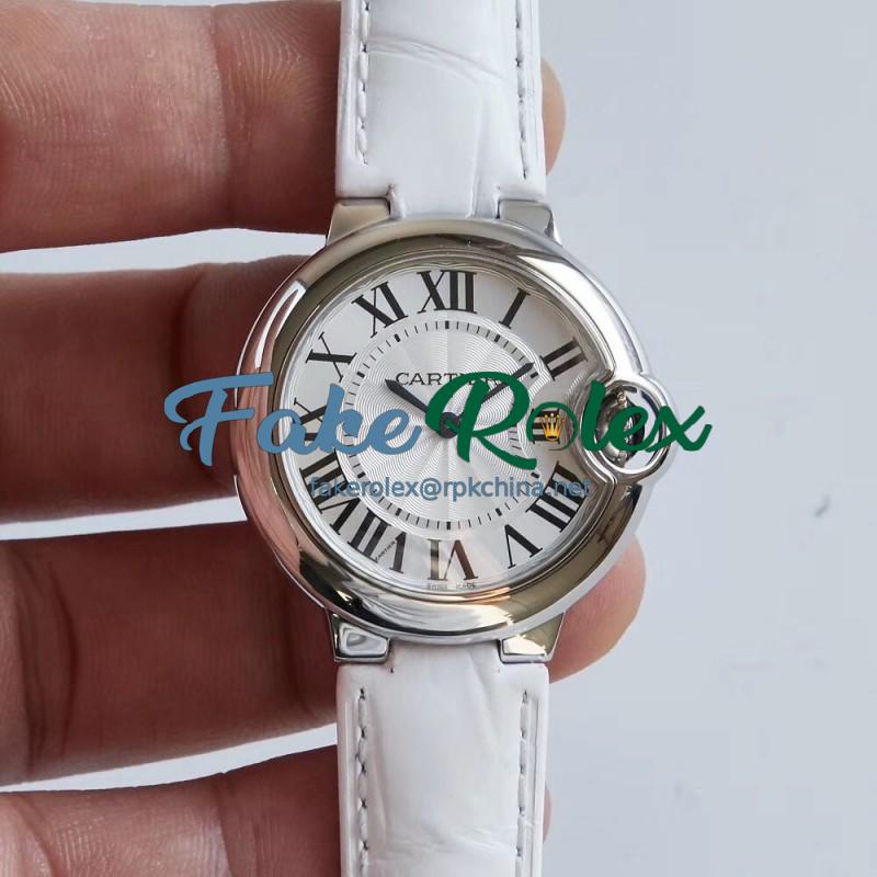 Replica Ballon Bleu De Cartier 33MM W6920086 AF Stainless Steel Silver Dial Swiss Ronda Quartz