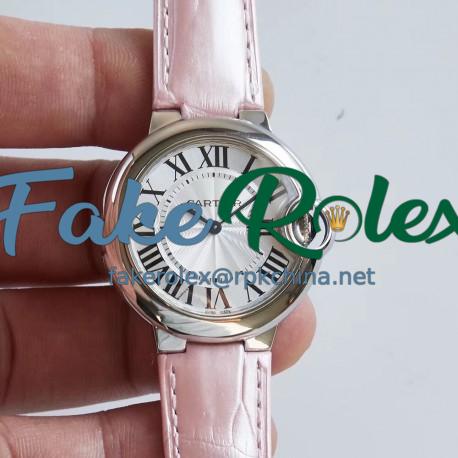 Replica Ballon Bleu De Cartier 33MM W6920086 AF Stainless Steel Silver Dial Swiss Ronda Quartz