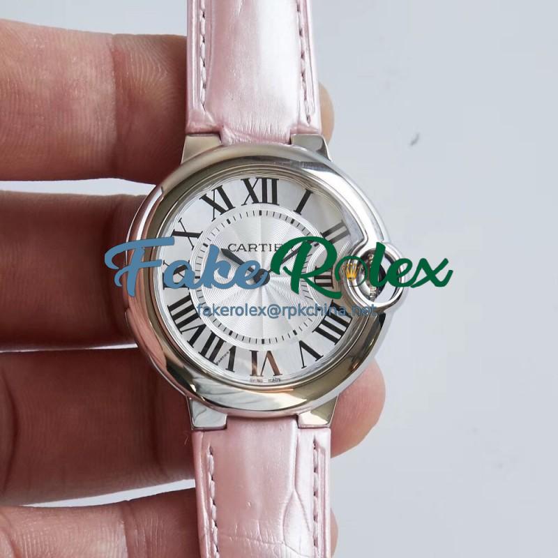 Replica Ballon Bleu De Cartier 33MM W6920086 AF Stainless Steel Silver Dial Swiss Ronda Quartz