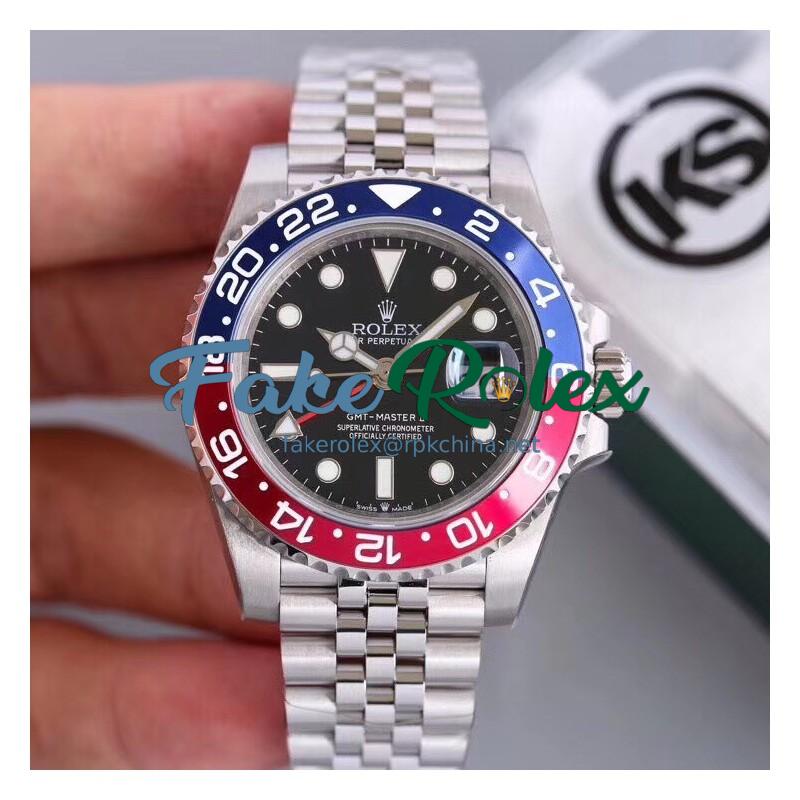 Replica Rolex GMT-Master II 126710BLRO KS Stainless Steel Black Dial Swiss 2836-2