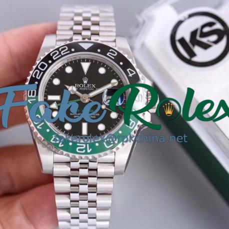 Replica Rolex GMT-Master II KS Stainless Steel Black Dial Swiss 2836-2