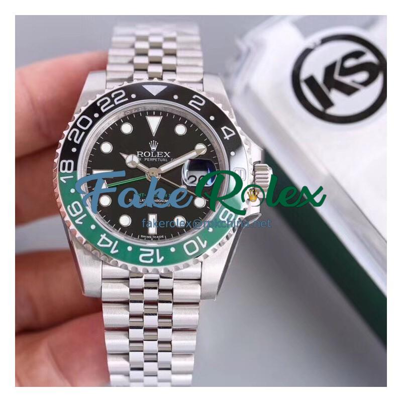 Replica Rolex GMT-Master II KS Stainless Steel Black Dial Swiss 2836-2