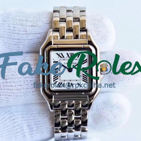 Replica Panthere de Cartier Medium Ladies WSPN0007 GF Stainless Steel White Dial Swiss Ronda Quartz