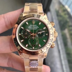 Replica Rolex Daytona Cosmograph 116508 WF Yellow Gold Green Dial Swiss 7750 Run 6@SEC