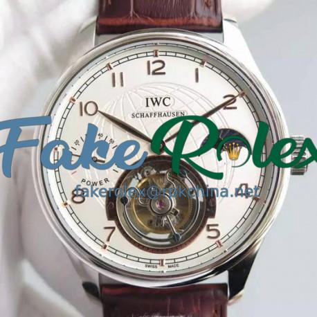 Replica IWC Portuguese Tourbillon Moonphase Power Reserve Stainless Steel White Dial Swiss IWC Tourbillon