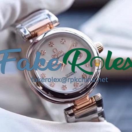 Replica Omega De Ville Ladymatic V6 Stainless Steel & Rose Gold Mother Of Pearl Dial Swiss 8521