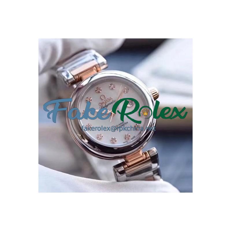 Replica Omega De Ville Ladymatic V6 Stainless Steel & Rose Gold Mother Of Pearl Dial Swiss 8521