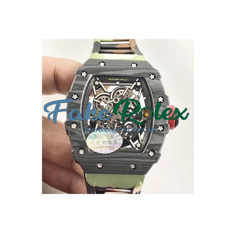 Replica Richard Mille RM35-02 Rafael Nadal KV Forged Carbon Skeleton Dial M8215