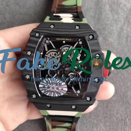 Replica Richard Mille RM35-02 Rafael Nadal KV Forged Carbon Skeleton Dial M8215