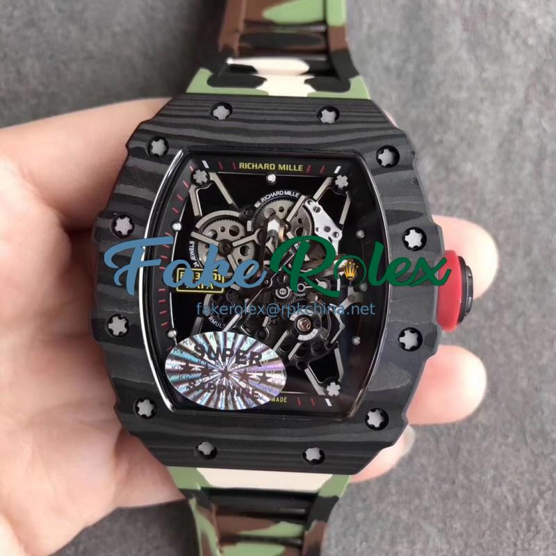 Replica Richard Mille RM35-02 Rafael Nadal KV Forged Carbon Skeleton Dial M8215