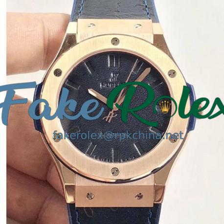 Replica Hublot Classic Fusion Berluti Scritto 511.OX.0500.VR.BER16 SR V2 Rose Gold Blue Leather Dial Swiss HUB1100