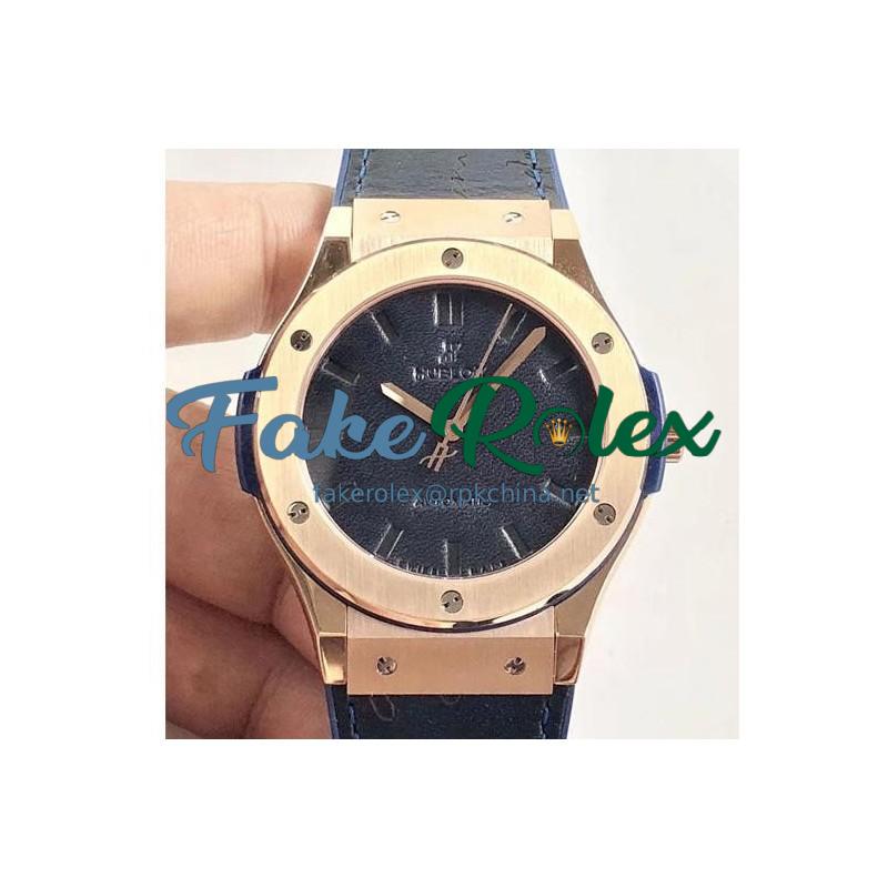 Replica Hublot Classic Fusion Berluti Scritto 511.OX.0500.VR.BER16 SR V2 Rose Gold Blue Leather Dial Swiss HUB1100