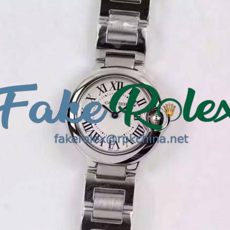 Replica Cartier Ballon Bleu 28MM Ladies Stainless Steel Silver Dial Swiss Quartz