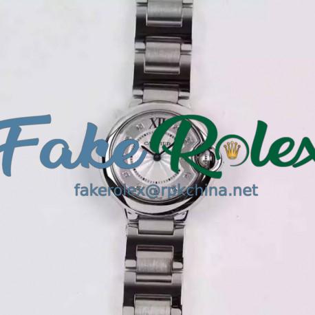 Replica Cartier Ballon Bleu 28MM Ladies Stainless Steel Silver Dial Swiss Ronda Quartz